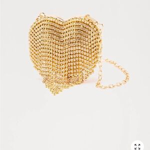 Fashion Nova Gold Crystal Heart Clutch